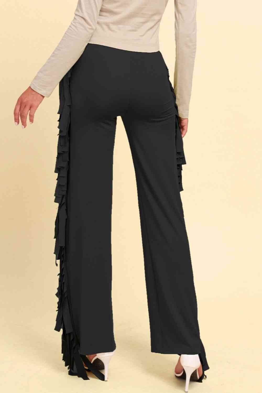 Fringe Trim Wide Leg Pants for a perfect OOTD – dress to impress outfits from Amexza