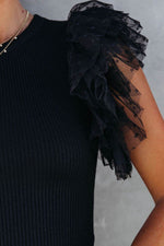 Ruffled Round Neck Cap Sleeve Blouse - Amexza