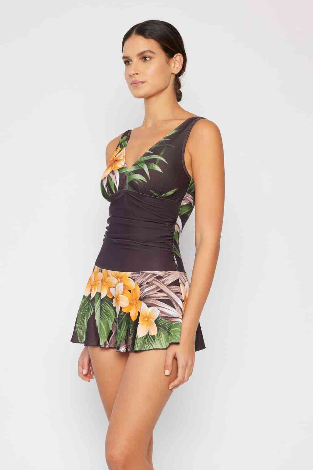 Marina West Swim Full Size Clear Waters Swim Dress in Aloha Brown for a perfect OOTD – dress to impress outfits from Amexza