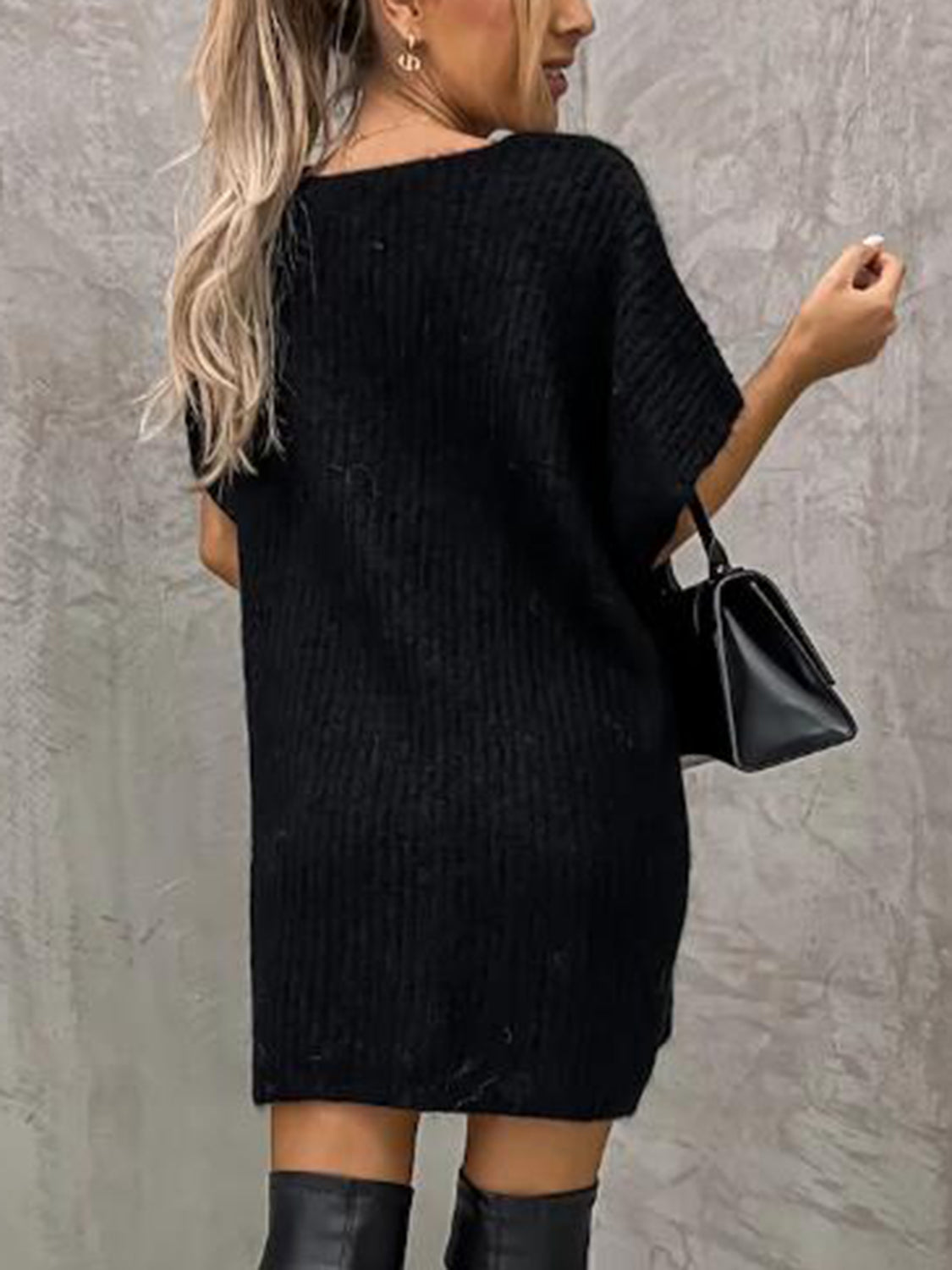 V-Neck Short Sleeve Sweater with Pockets for a perfect OOTD – dress to impress outfits from Amexza