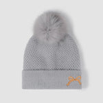 Thermal Bow Knit Hat with Pompom Gray One Size for a perfect OOTD – dress to impress outfits from Amexza