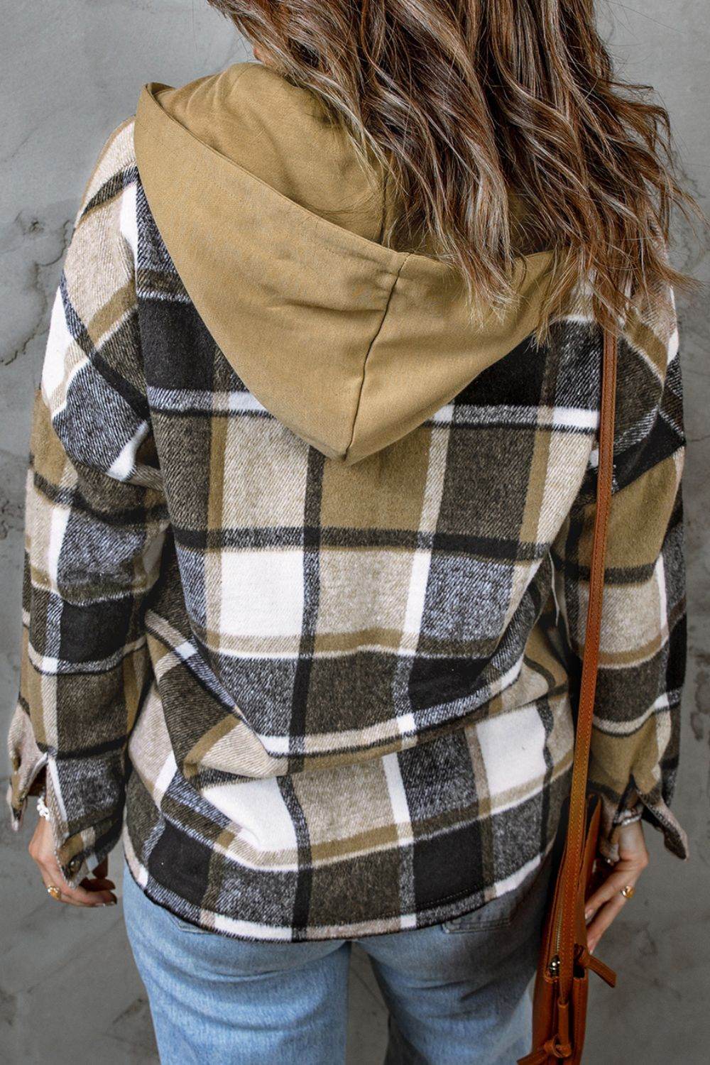 Plaid Button Up Hooded Shacket for a perfect OOTD – dress to impress outfits from Amexza