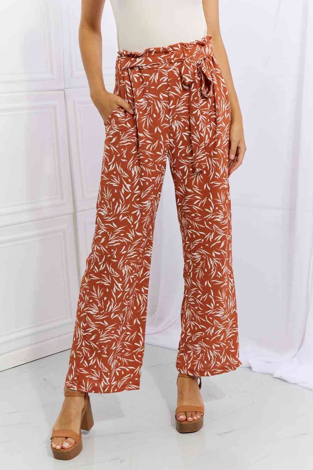 Heimish Right Angle Full Size Geometric Printed Pants in Red Orange Orange-Red for a perfect OOTD – dress to impress outfits from Amexza