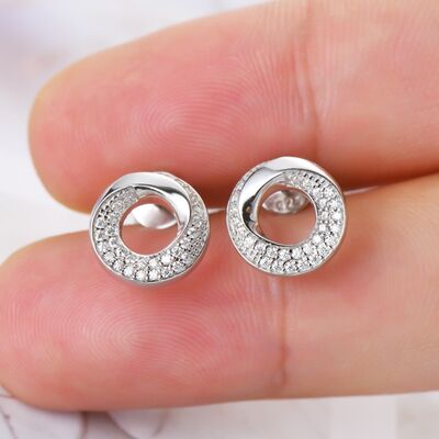 925 Sterling Silver Inlaid Moissanite Stud Earrings for a perfect OOTD – dress to impress outfits from Amexza