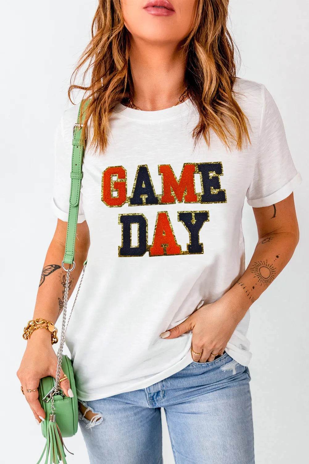 GAME DAY Round Neck Short Sleeve T-Shirt for a perfect OOTD – dress to impress outfits from Amexza