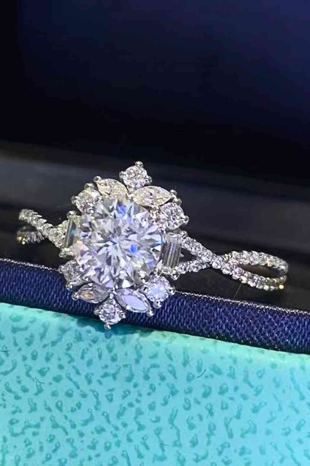 Floral 2 Carat Moissanite Crisscross Ring for a perfect OOTD – dress to impress outfits from Amexza