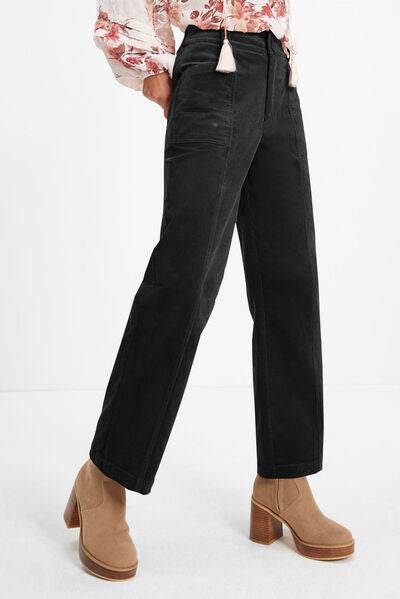 Half Elastic Waist Straight Pants for a perfect OOTD – dress to impress outfits from Amexza