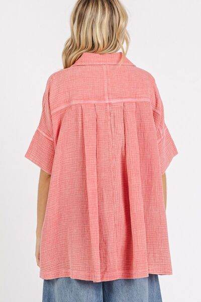 Mittoshop Mineral Wash Gauze Oversized Short Sleeve Shirt for a perfect OOTD – dress to impress outfits from Amexza