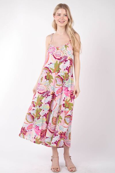 VERY J Tropical Printed Cami Midi Dress Pink Mix for a perfect OOTD – dress to impress outfits from Amexza