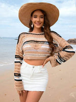 Openwork Boat Neck Dropped Shoulder Cover-Up for a perfect OOTD – dress to impress outfits from Amexza