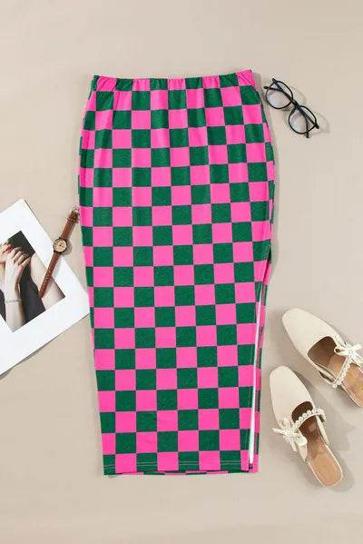 Split Checkered Midi Skirt for a perfect OOTD – dress to impress outfits from Amexza