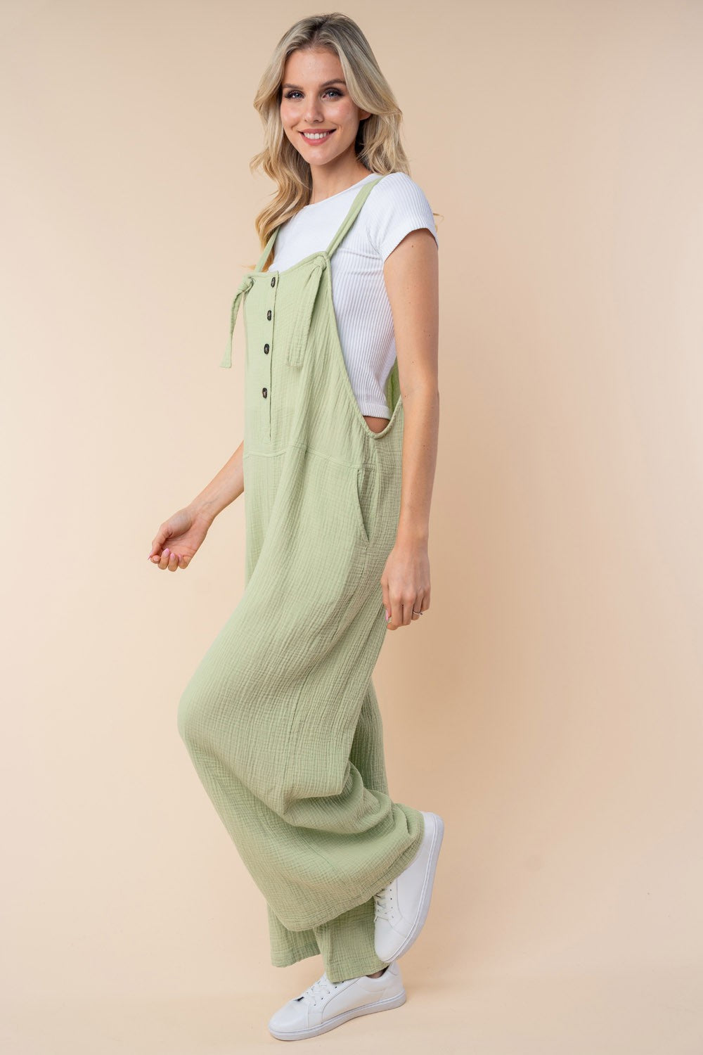 White Birch Texture Sleeveless Wide Leg Jumpsuit for a perfect OOTD – dress to impress outfits from Amexza