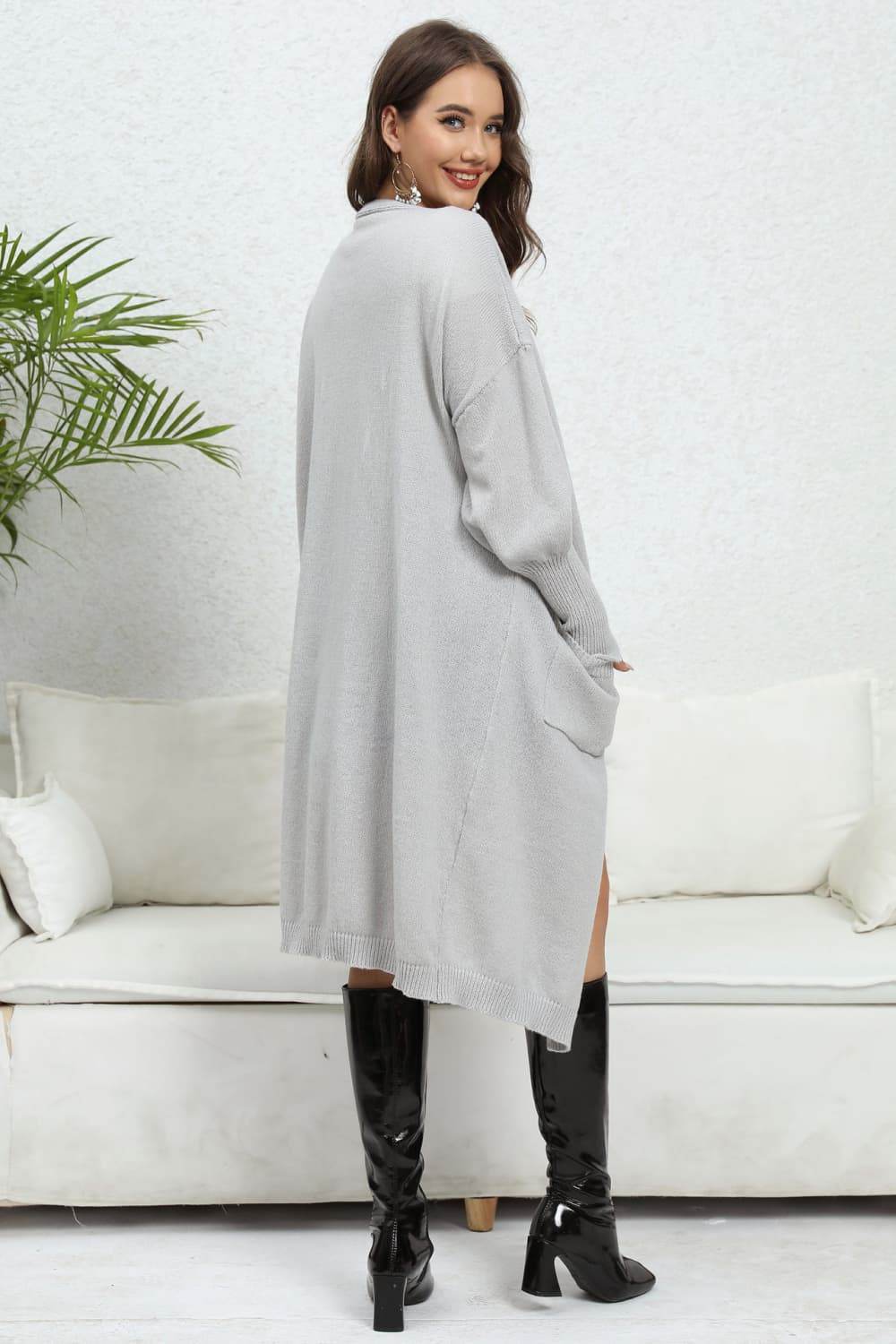 Open Front Dropped Shoulder Cardigan for a perfect OOTD – dress to impress outfits from Amexza