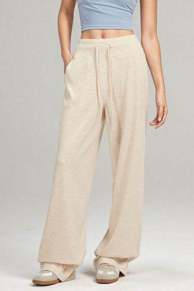 Basic Bae Drawstring Wide Leg Pants with Pockets - Amexza