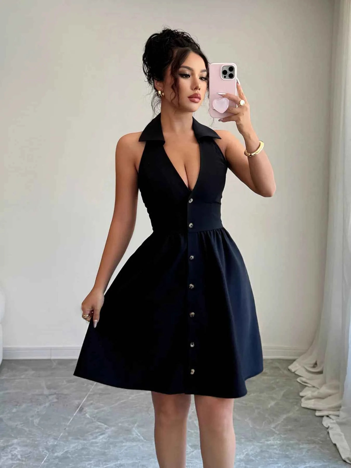Halter Neck Sleeveless Mini Dress
