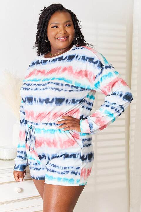 Shiny Tie-Dye Dropped Shoulder Lounge Set for a perfect OOTD – dress to impress outfits from Amexza