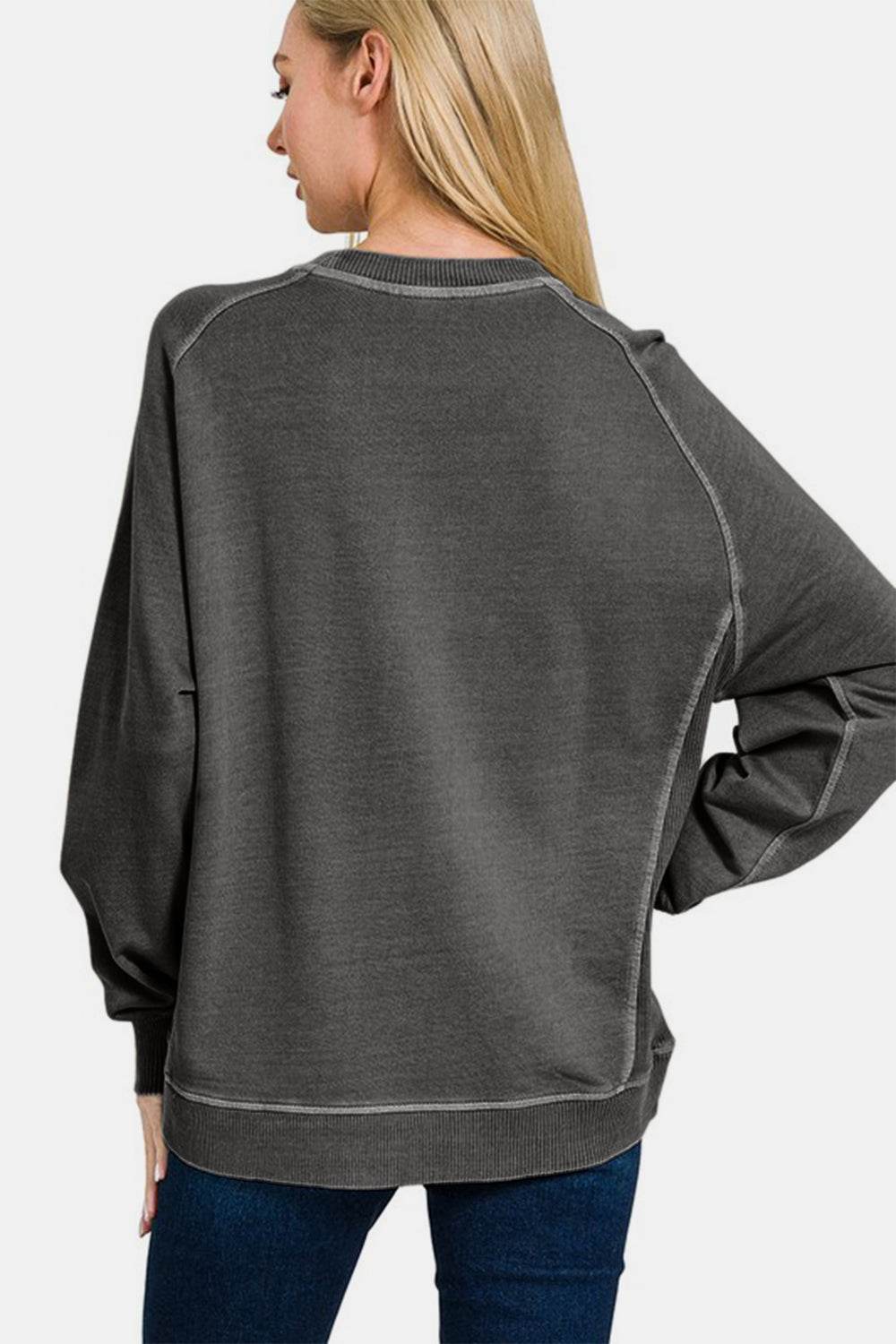 Zenana Full Size Pigment Dyed French Terry Sweatshirt - Amexza