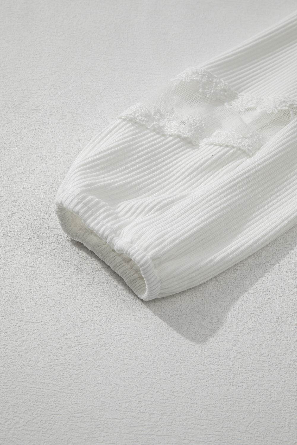 Lace Detail Drop Sleeve Ribbed Top for a perfect OOTD – dress to impress outfits from Amexza