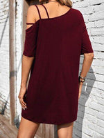 Asymmetrical Neck Half Sleeve Mini Dress for a perfect OOTD – dress to impress outfits from Amexza