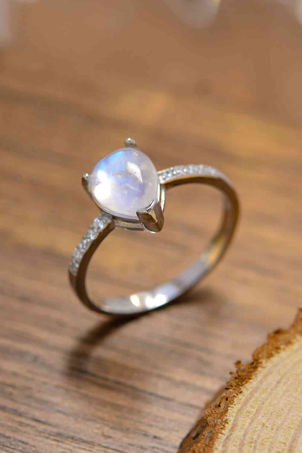 High Quality Natural Moonstone Teardrop Side Stone Ring for a perfect OOTD – dress to impress outfits from Amexza