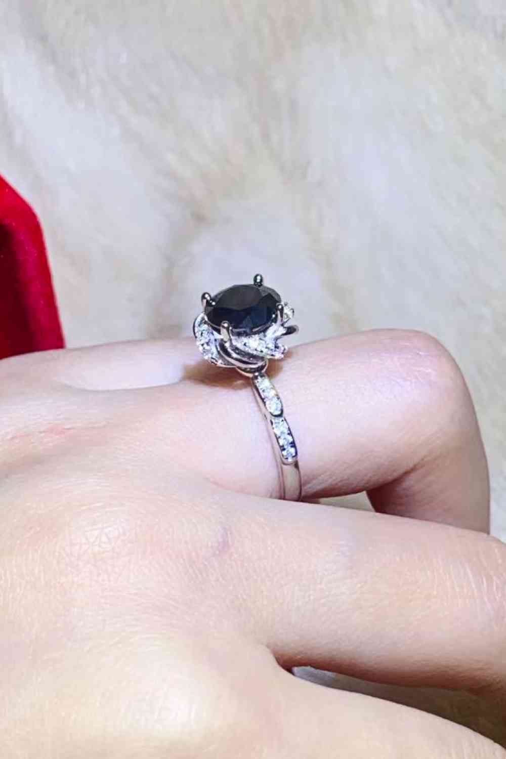 2 Carat Black Moissanite Floral Ring for a perfect OOTD – dress to impress outfits from Amexza