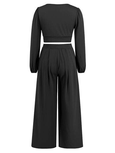 Surplice Top and Wide Leg Pants Set for a perfect OOTD – dress to impress outfits from Amexza