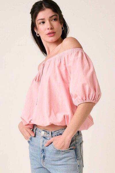 Mittoshop Linen Two-Way Short Sleeve Crop Blouse for a perfect OOTD – dress to impress outfits from Amexza