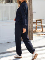 Quarter Button Long Sleeve Top and Pants Set for a perfect OOTD – dress to impress outfits from Amexza