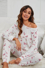 Flamingo Long Sleeve Top and Pants Lounge Set for a perfect OOTD – dress to impress outfits from Amexza