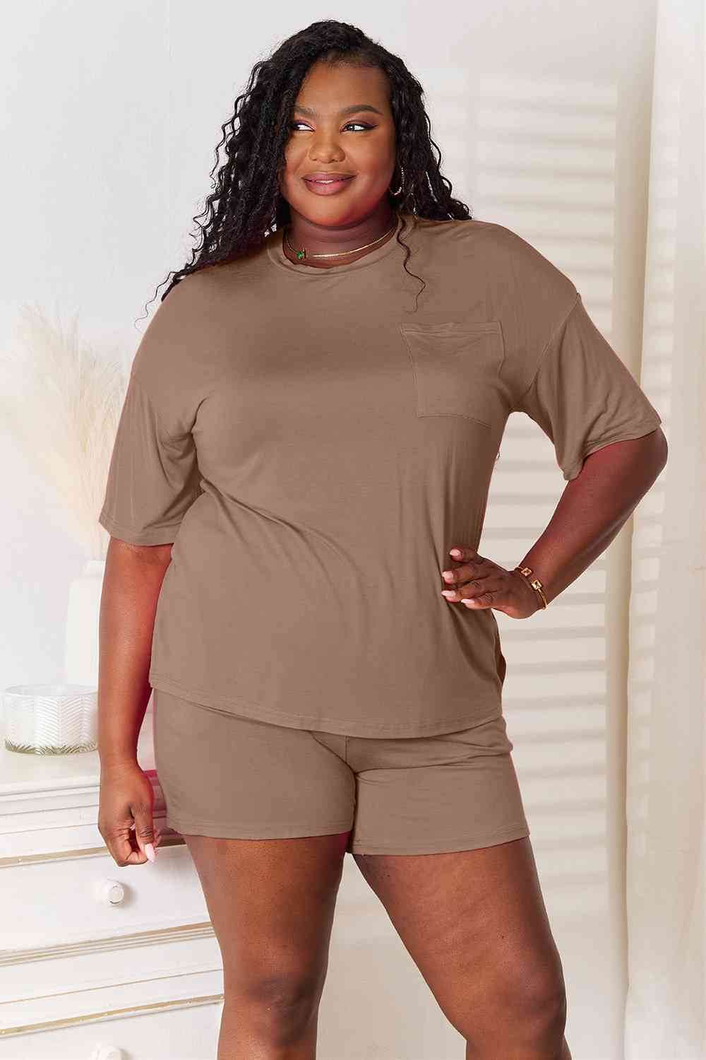 Basic Bae Full Size Soft Rayon Half Sleeve Top and Shorts Set for a perfect OOTD – dress to impress outfits from Amexza