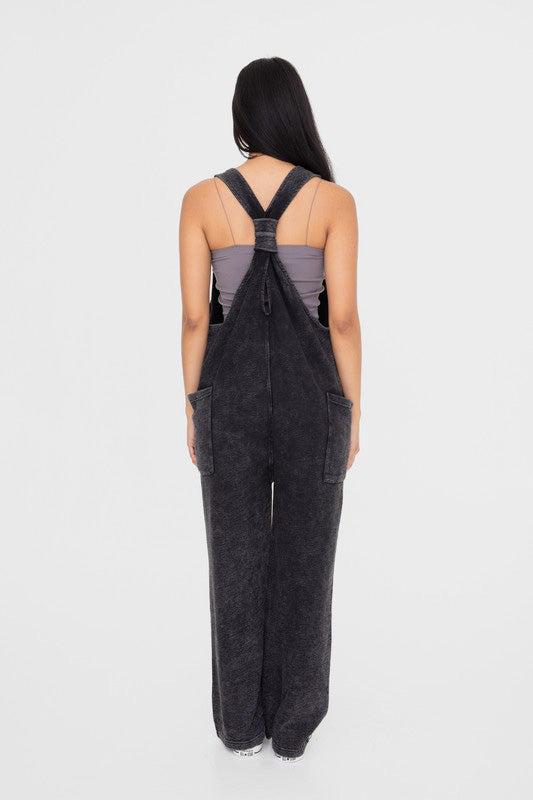 Mono B Mineral-Washed V Neck Overalls with Pockets for a perfect OOTD – dress to impress outfits from Amexza