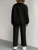 Texture Round Neck Top and Pants Set for a perfect OOTD – dress to impress outfits from Amexza