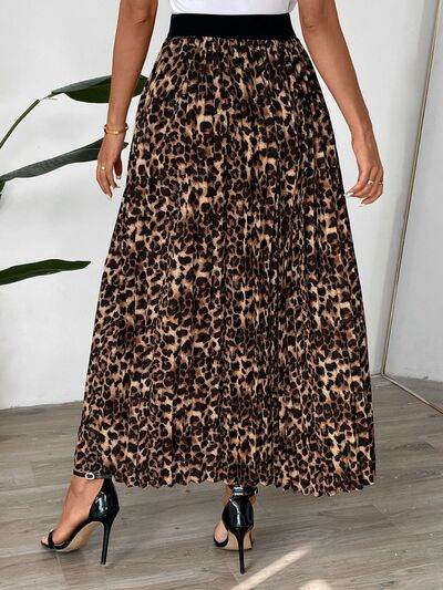 Perfee Pleated Leopard Maxi Skirt for a perfect OOTD – dress to impress outfits from Amexza