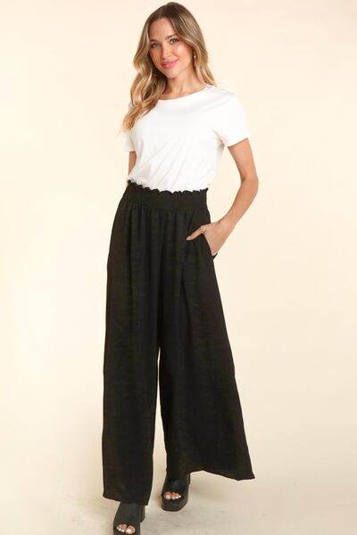 Haptics Elastic Waist Wide Leg Pants with Pockets for a perfect OOTD – dress to impress outfits from Amexza