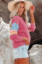 Color Block Round Neck Long Sleeve Sweatshirt for a perfect OOTD – dress to impress outfits from Amexza