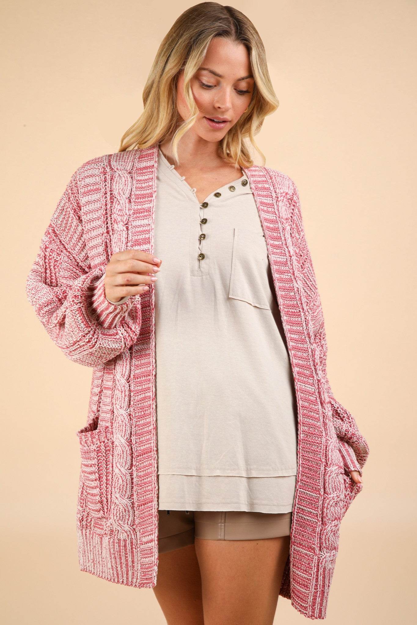 VERY J Cable Knit Open Front Cardigan for a perfect OOTD – dress to impress outfits from Amexza