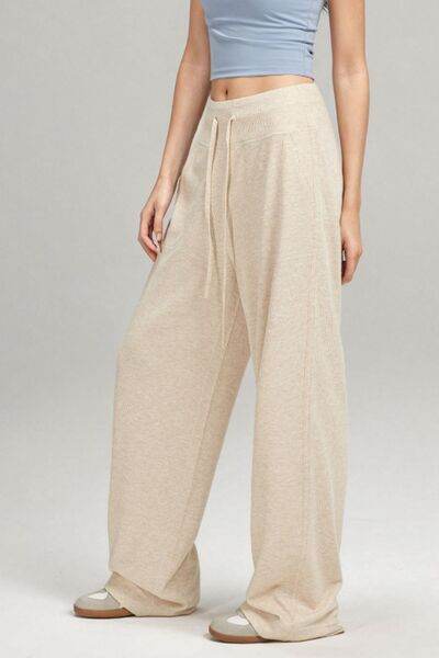 Basic Bae Drawstring Wide Leg Pants with Pockets - Amexza