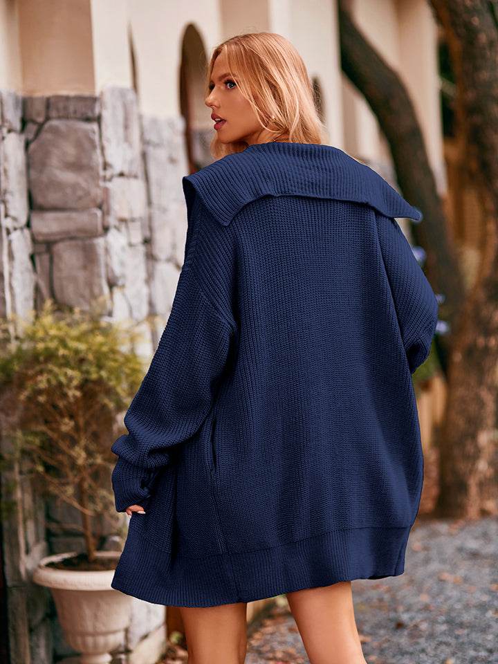 Dropped Shoulder Long Sleeve Cardigan for a perfect OOTD – dress to impress outfits from Amexza