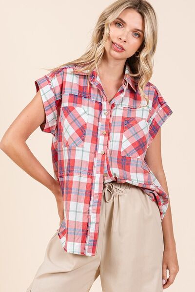 Mittoshop Mineral Wash Plaid Button Down Shirt for a perfect OOTD – dress to impress outfits from Amexza