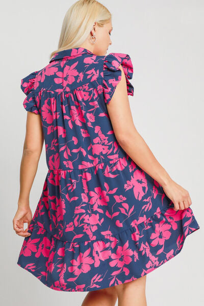 Umgee Full Size Floral Print Ruffle Cap Sleeve Tiered Dress Plus Size for a perfect OOTD – dress to impress outfits from Amexza