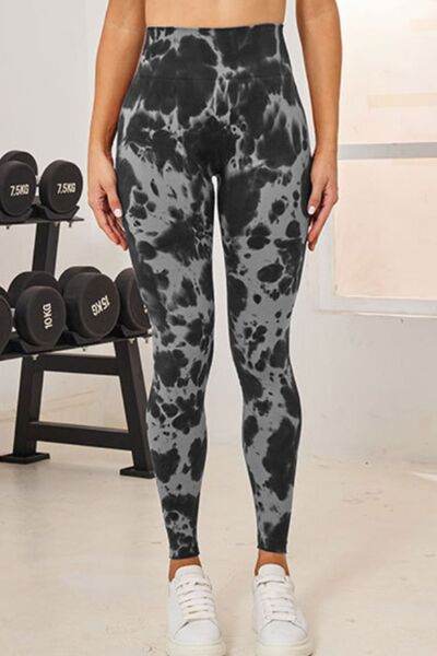 Tie-Dye High Waist Active Leggings Black for a perfect OOTD – dress to impress outfits from Amexza