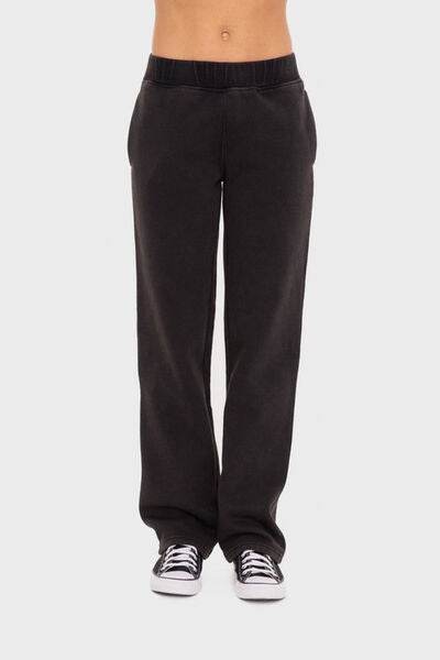 Mono B Elastic Waist Fleece Pants with Pockets Black for a perfect OOTD – dress to impress outfits from Amexza