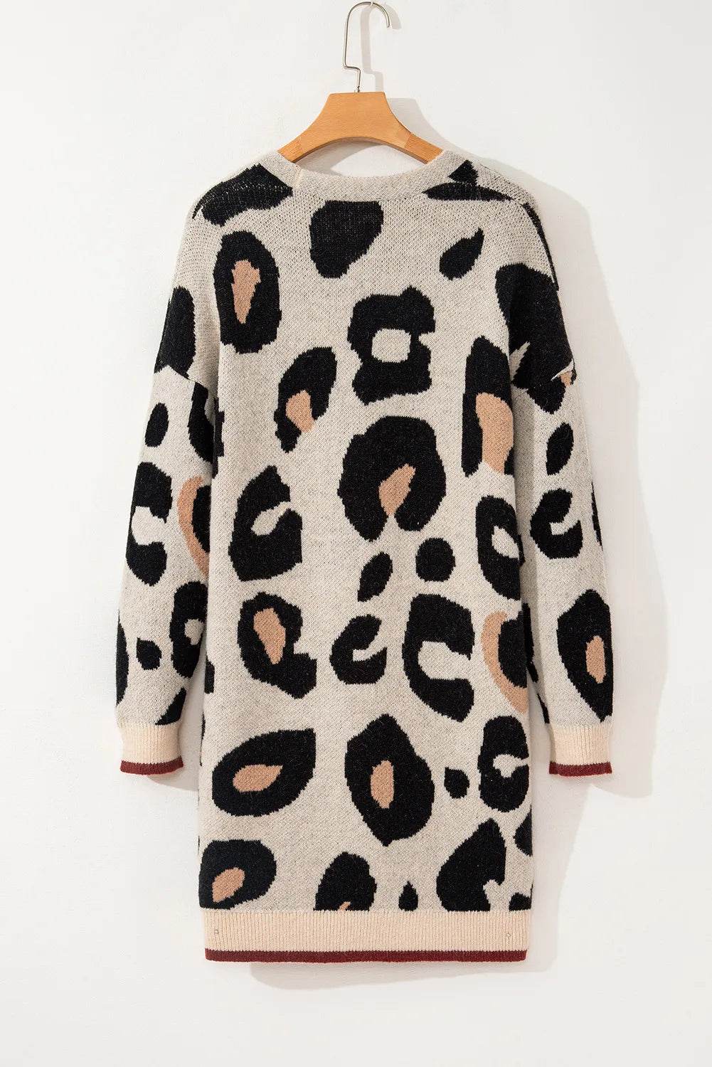 Leopard Open Front Long Sleeve Cardigan for a perfect OOTD – dress to impress outfits from Amexza