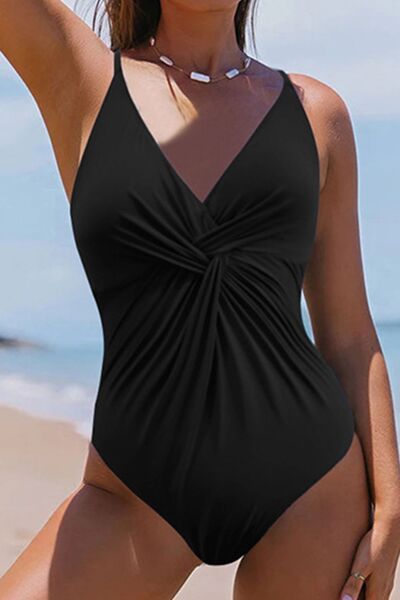 Twisted Crisscross V-Neck One-Piece Swimwear for a perfect OOTD – dress to impress outfits from Amexza