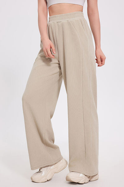 Basic Bae Elastic Waist Wide Leg Pants Khaki for a perfect OOTD – dress to impress outfits from Amexza