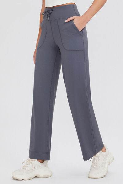 Basic Bae Full Size Drawstring High Waist Pants with Pockets - Amexza