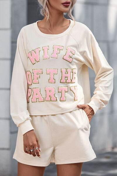 WIFE OF THE PARTY Round Neck Top and Shorts Set - Amexza