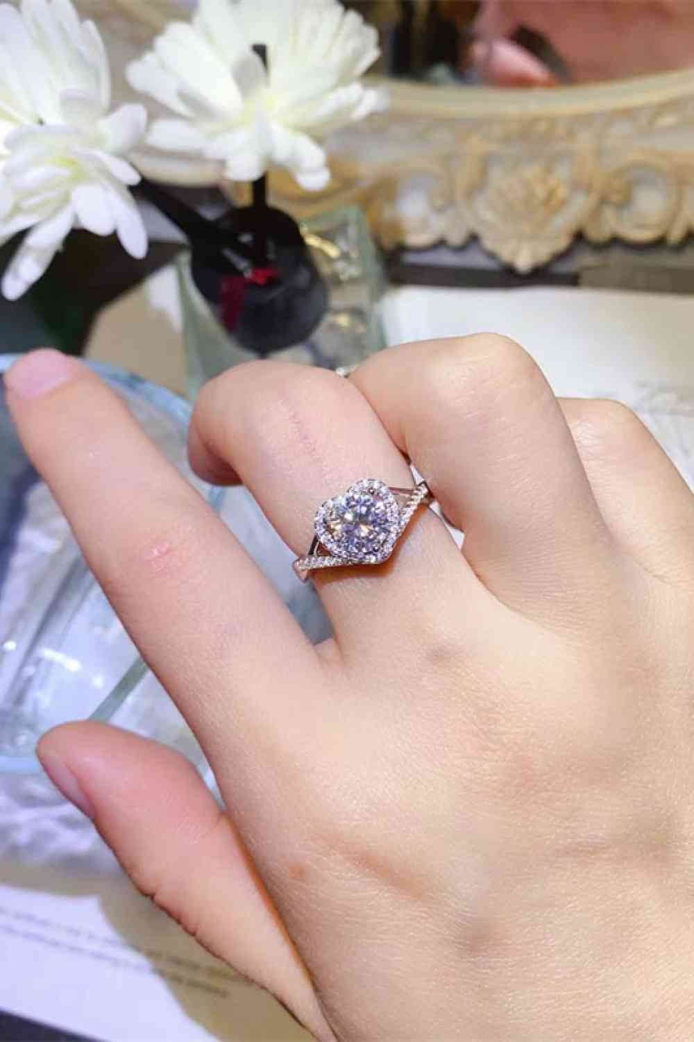 Adored 1 Carat Moissanite 925 Sterling Silver Heart Ring White for a perfect OOTD – dress to impress outfits from Amexza