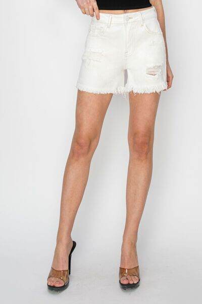 RISEN High Waist Ripped Denim Shorts for a perfect OOTD – dress to impress outfits from Amexza