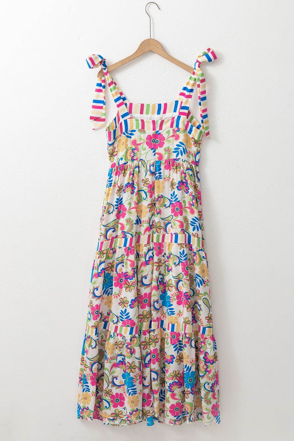 Tied Floral Sleeveless Maxi Dress - Amexza